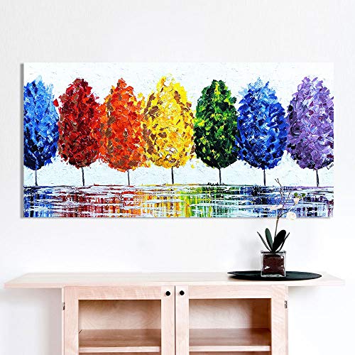Pintura sin Marco Rainbow Imagen de la Pared árbol Pintura al óleo Mural Sala de Estar decoración del hogarZGQ3895 20X40cm