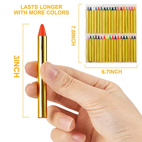 Pinturas Cara para Niños,Crayones de Pintura de Cara,Jumbo de 36 Jumbo 3"Crayones de Maquillaje para Pintura de Cara y Cuerpo, 12 Colores Metálicos y 24 Colores Clásicos para Halloween