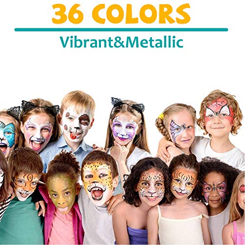 Pinturas Cara para Niños,Crayones de Pintura de Cara,Jumbo de 36 Jumbo 3"Crayones de Maquillaje para Pintura de Cara y Cuerpo, 12 Colores Metálicos y 24 Colores Clásicos para Halloween