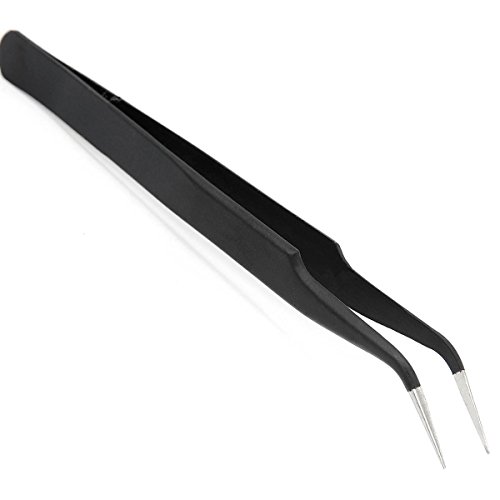 Pinzas de Precisión Profesional Antiestático Pinza curvada de Acero Inoxidable para Electrónica, Médicos, Jewelry-Making, Negro