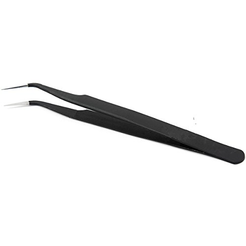 Pinzas de Precisión Profesional Antiestático Pinza curvada de Acero Inoxidable para Electrónica, Médicos, Jewelry-Making, Negro