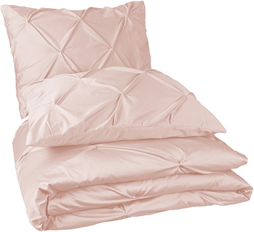 Pinzon - Juego de funda de edredón plisada - 220 x 250 cm - Rosa colorete