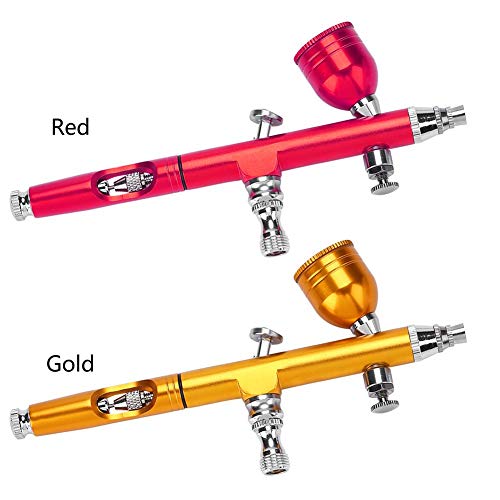 Pistola de Spray de Tatuaje,Herramienta de Tatuaje de Arte Herramienta Pulverizadora para Retocar Pintura para Decoración de Pasteles, Dibujo, Tatuaje y Arte Corporal(Rosa roja)