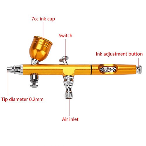 Pistola de Spray de Tatuaje,Herramienta de Tatuaje de Arte Herramienta Pulverizadora para Retocar Pintura para Decoración de Pasteles, Dibujo, Tatuaje y Arte Corporal(Rosa roja)