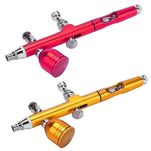 Pistola de Spray de Tatuaje,Herramienta de Tatuaje de Arte Herramienta Pulverizadora para Retocar Pintura para Decoración de Pasteles, Dibujo, Tatuaje y Arte Corporal(Rosa roja)