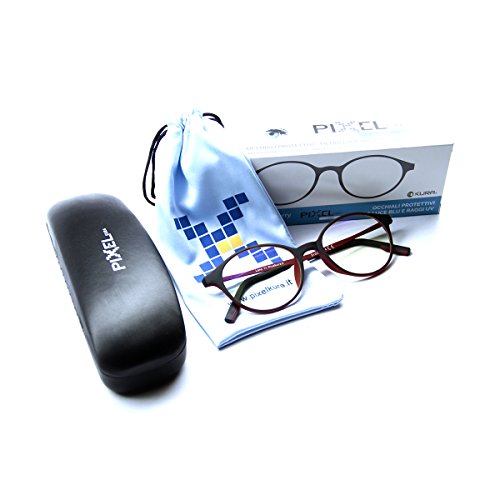 PIXEL LENS CHERRY - GAFAS PARA ORDENADOR, TV, TABLET,GAMING. CONTRA EL CANSANCIO OCULAR, CONFORT VISUAL, MONTURA LIGERA, CERTIFICADA LUZ AZUL - 41% Y UV -100% EN LA UNIVERSIDAD DE TURÍN