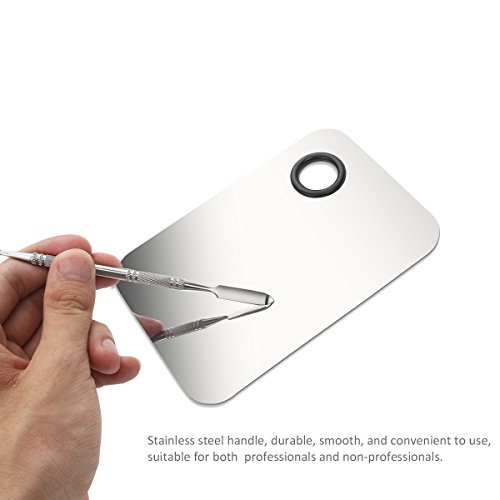 PIXNOR 5 "* 3" paleta de maquillaje paleta de cosméticos con la herramienta de espátula (acero inoxidable, plata)