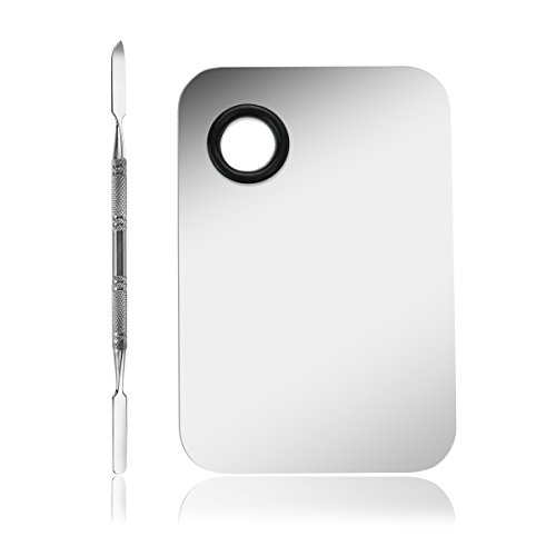 PIXNOR 5 "* 3" paleta de maquillaje paleta de cosméticos con la herramienta de espátula (acero inoxidable, plata)