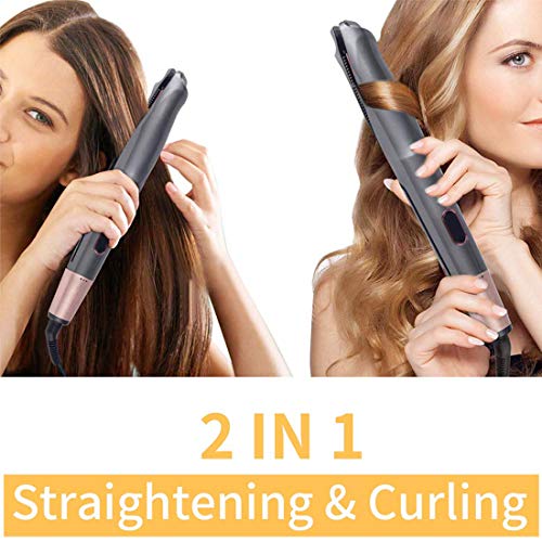 Plancha para rizar el cabello & Alisar el cabello Giro 2 en 1 Rizador de pelo Plancha de pelo LCD Temperatura Pantalla ajustable