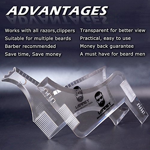 Plantilla de moldeador de barba con peine de estilo, plantilla para paneles de porto y bigotes, guía de recorte de pelo facial para hombres, línea de corte, simétrica, cortada y cortada