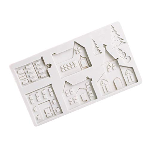 Plantillas de la Torta, DIY Navidad Casa de Pan de Jengibre Molde de Silicona Molde Fondant Herramientas de decoración de Pasteles Chocolate, Gumpaste, Aparatos de Cocina,2Pcs