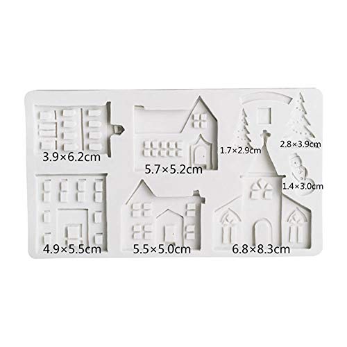 Plantillas de la Torta, DIY Navidad Casa de Pan de Jengibre Molde de Silicona Molde Fondant Herramientas de decoración de Pasteles Chocolate, Gumpaste, Aparatos de Cocina,2Pcs