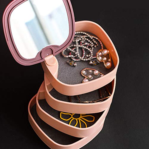 Plástico giratorio Caja Joyero,La estructura de cuatro capas con espejos no ocupa espacio y simple Estuche de Joyas joyero de viaje OrganizadorJoyas Estuche de Viaje Portátil joyeros organizador