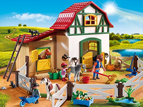 PLAYMOBIL Country Granja de Ponis con muchos Animales y Pajar, A partir de 4 años (6927)
