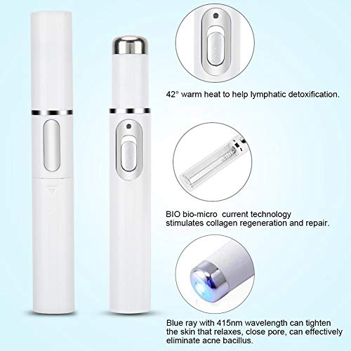 Pluma de terapia de luz antiacné para rostro: tratamiento de espinillas, tratamiento de manchas de acné, máquina de belleza para reparación de lápiz de eliminación de acné, luz azul electrónica, apto