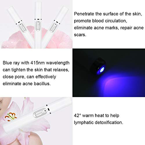 Pluma de terapia de luz antiacné para rostro: tratamiento de espinillas, tratamiento de manchas de acné, máquina de belleza para reparación de lápiz de eliminación de acné, luz azul electrónica, apto