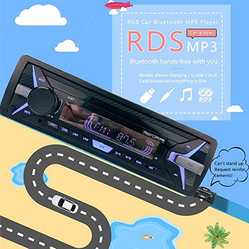 PolarLander Autoradio Bluetooth, 4×50W Manos Libres Radio Estéreo de Coche, Llamadas Manos Libres, Función de Radio 1 DIN/Desmontable Panel Frontal/RDS/FM/USB/TF/AUX IN/Control Remoto