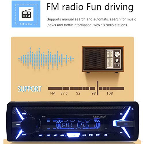 PolarLander Autoradio Bluetooth, 4×50W Manos Libres Radio Estéreo de Coche, Llamadas Manos Libres, Función de Radio 1 DIN/Desmontable Panel Frontal/RDS/FM/USB/TF/AUX IN/Control Remoto
