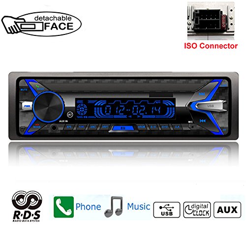 PolarLander Autoradio Bluetooth, 4×50W Manos Libres Radio Estéreo de Coche, Llamadas Manos Libres, Función de Radio 1 DIN/Desmontable Panel Frontal/RDS/FM/USB/TF/AUX IN/Control Remoto