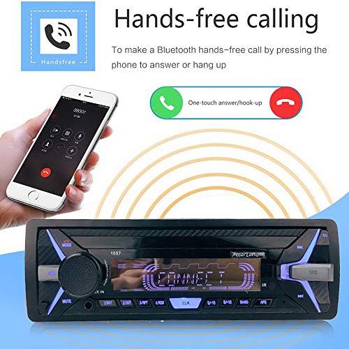 PolarLander Autoradio Bluetooth, 4×50W Manos Libres Radio Estéreo de Coche, Llamadas Manos Libres, Función de Radio 1 DIN/Desmontable Panel Frontal/RDS/FM/USB/TF/AUX IN/Control Remoto