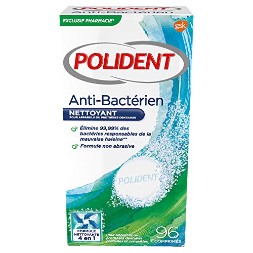Polident - Nettoyant - Pour Prothèses Dentaires Partielles ou Complètes - Anti-Bactérien 96 Comprimés