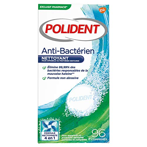 Polident - Nettoyant - Pour Prothèses Dentaires Partielles ou Complètes - Anti-Bactérien 96 Comprimés