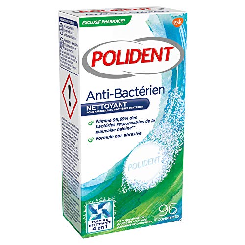 Polident - Nettoyant - Pour Prothèses Dentaires Partielles ou Complètes - Anti-Bactérien 96 Comprimés