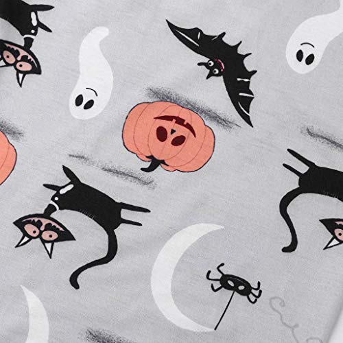 POLP Pijama de Halloween para Familia Hombre Mujer y Niños Pijamas Estampado de Calabaza Padres e Hijos Pijama Party Conjunto de Camisetas de Manga Larga y Pantalones Ropa de Dormir