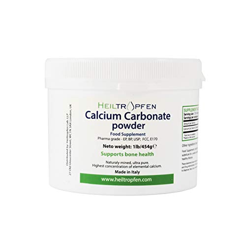 Polvo de carbonato de calcio, grado farmacéutico, 1lb-454g, pureza más alta Piedra caliza. Heiltropfen®