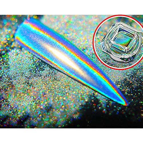 Polvo holográfico para uñas FOXTSPORT, pigmento cromado con purpurina de unicornio y arcoíris, polvo de espejo, manicura, decoración de uñas, 0,5 g por caja