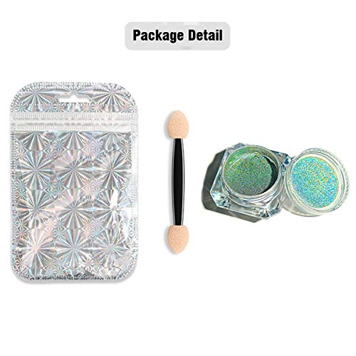 Polvo holográfico para uñas FOXTSPORT, pigmento cromado con purpurina de unicornio y arcoíris, polvo de espejo, manicura, decoración de uñas, 0,5 g por caja
