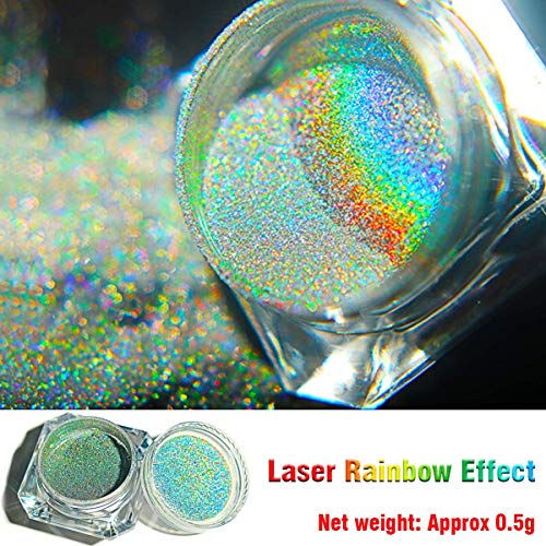 Polvo holográfico para uñas FOXTSPORT, pigmento cromado con purpurina de unicornio y arcoíris, polvo de espejo, manicura, decoración de uñas, 0,5 g por caja