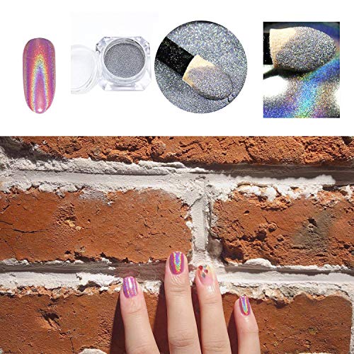 Polvo holográfico para uñas FOXTSPORT, pigmento cromado con purpurina de unicornio y arcoíris, polvo de espejo, manicura, decoración de uñas, 0,5 g por caja