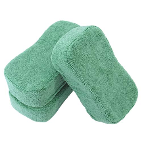 Polyte - Set de esponjas antiarañazos de Microfibra - Ideales para Lavar el Coche - 11 x 23 cm - Pack de 3 (Verde)