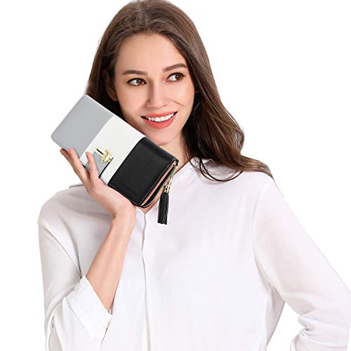 Pomelo best Monederos Mujer Cartera de Mujer de Gran Capacidad de Cuero de Mujer con RFID Bloqueo Bolsos Largo de Mujer con Cremallera de Bolsillo y Borlas (Negro 2)