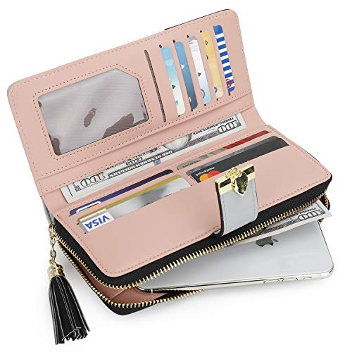 Pomelo best Monederos Mujer Cartera de Mujer de Gran Capacidad de Cuero de Mujer con RFID Bloqueo Bolsos Largo de Mujer con Cremallera de Bolsillo y Borlas (Negro 2)
