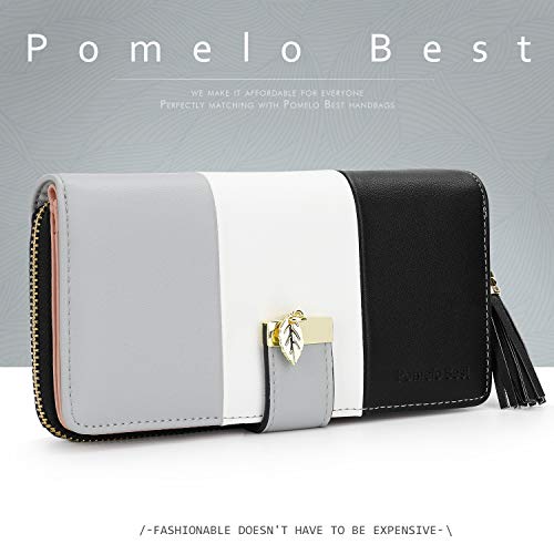 Pomelo best Monederos Mujer Cartera de Mujer de Gran Capacidad de Cuero de Mujer con RFID Bloqueo Bolsos Largo de Mujer con Cremallera de Bolsillo y Borlas (Negro 2)