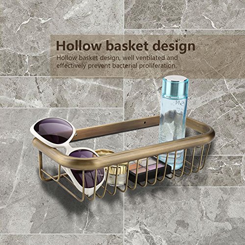 Pomya Cesta de Ducha, 30cm Cobre sólido Ducha Cesta Jabón de baño Champú Soporte de Almacenamiento Montaje en Pared Estante de baño