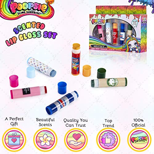 Poopsie Slime Surprise Unicornio Set de Barras de Labios para Niñas, Incluye 5 Barras Brillo de Labios con Fragancia, Set Maquillaje Niña, Regalos Originales para Niñas Adolescentes