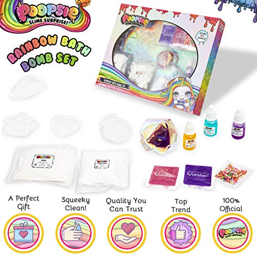 Poopsie Slime Surprise Unicornio Set de Bombas de Baño para Niñas, CREA Tus Propias Bombas Baño Efervescentes Arcoiris con Moldes, Juguete Educativo Regalos Originales Popsie para Niños