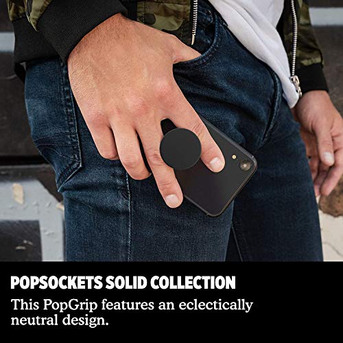 Popsockets - Soporte y Agarre (No Intercambiable) para Teléfonos Móviles y Tabletas - Black