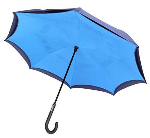 Por fin un paraguas que evita que nos mojemos al salir o al entrar del coche. Paraguas Vogue Invertido reversible con doble capa. Antiviento.