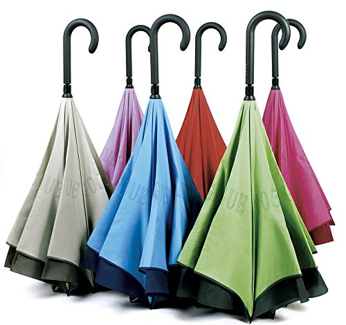 Por fin un paraguas que evita que nos mojemos al salir o al entrar del coche. Paraguas Vogue Invertido reversible con doble capa. Antiviento.