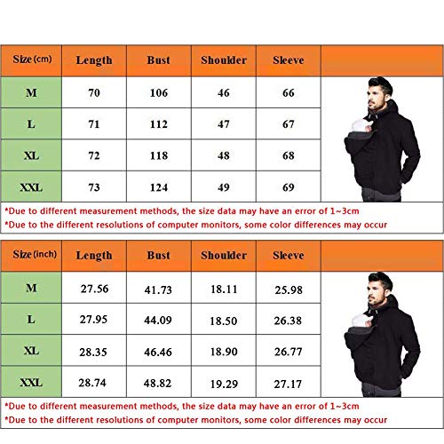 Portabebé Chaqueta para Hombre Suéter Chaqueta Portabebés Abrigo Suéter Algodón Sudadera con Capucha con Bolsillo,M