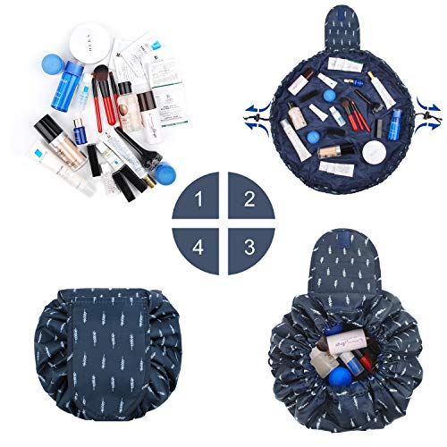 Portátil Lazy Drawstring Bolsa de Maquillaje de Viaje Bolsa de cosméticos Organizador de artículos de tocador Impermeable Grande para Mujeres y niñas