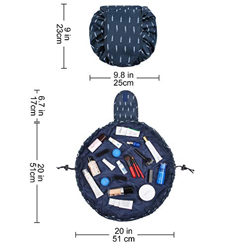 Portátil Lazy Drawstring Bolsa de Maquillaje de Viaje Bolsa de cosméticos Organizador de artículos de tocador Impermeable Grande para Mujeres y niñas