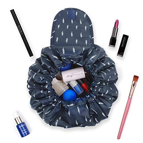 Portátil Lazy Drawstring Bolsa de Maquillaje de Viaje Bolsa de cosméticos Organizador de artículos de tocador Impermeable Grande para Mujeres y niñas