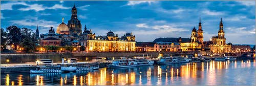 Póster 180 x 60 cm: Dresden at Night de Art Couture - impresión artística, Nuevo póster artístico