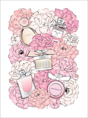 Póster 70 x 90 cm: Peonies & perfumes de Martina Illustration - impresión artística, Nuevo póster artístico