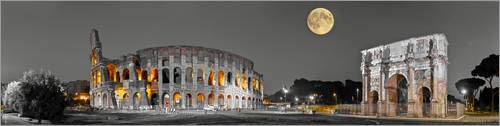 Póster 80 x 20 cm: Colosseum in The Moonlight de Art Couture - impresión artística, Nuevo póster artístico